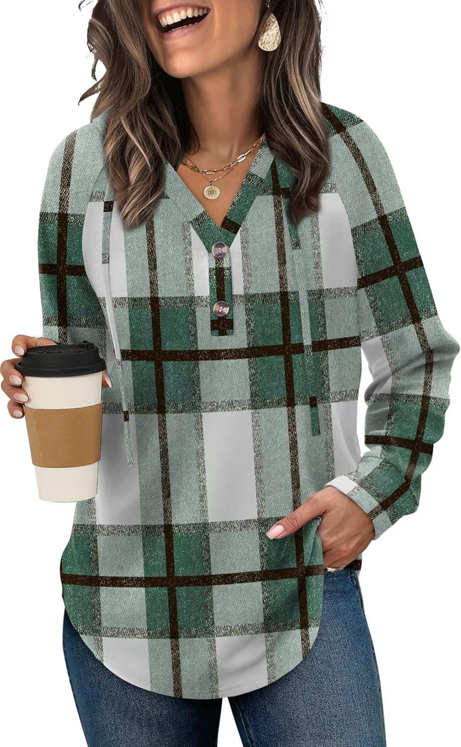 OFEEFAN Womens Hoodies Pullover Sweaters Tunic Tops for Women Loose Fit Dressy Oversized Sweatshirt with Buttons