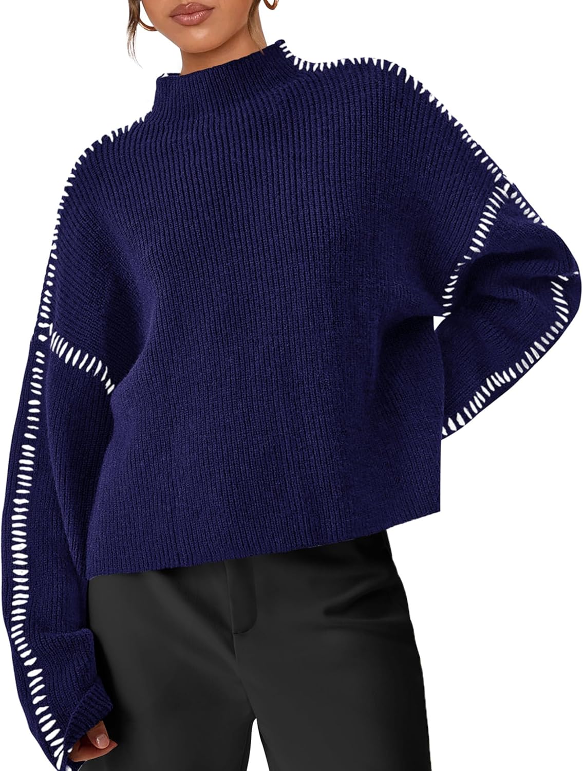 PRETTYGARDEN Women's Chunky Knit Sweaters 2025 Fall Long Sleeve Mock Neck Oversized Pullover Tops Winter Fashion Clothes