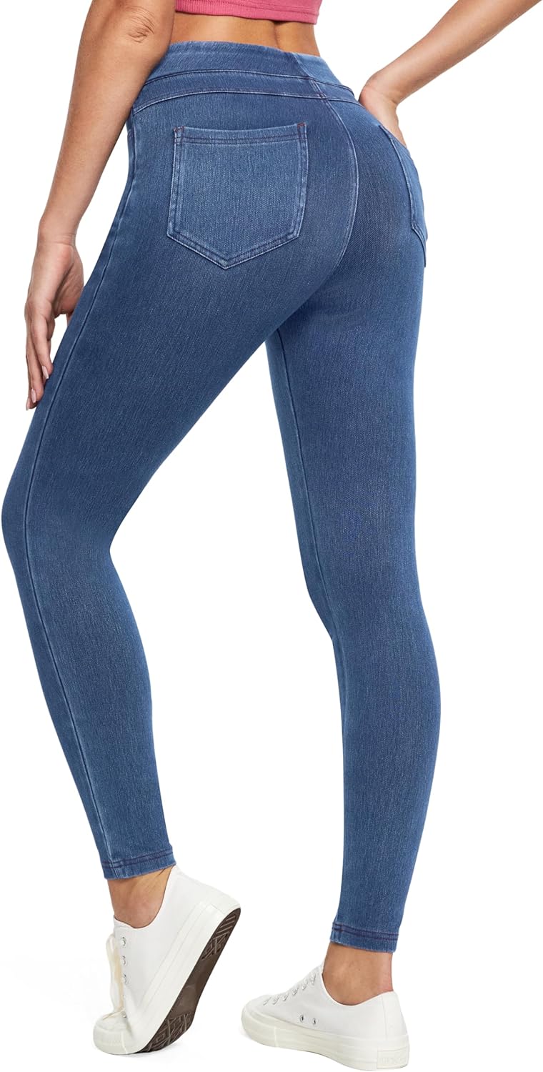 IUGA Stretchy Jeans for Women High Waist Jeggings Tummy Control Skinny Jeans Pull on Leggings with Pockets Trendy Casual