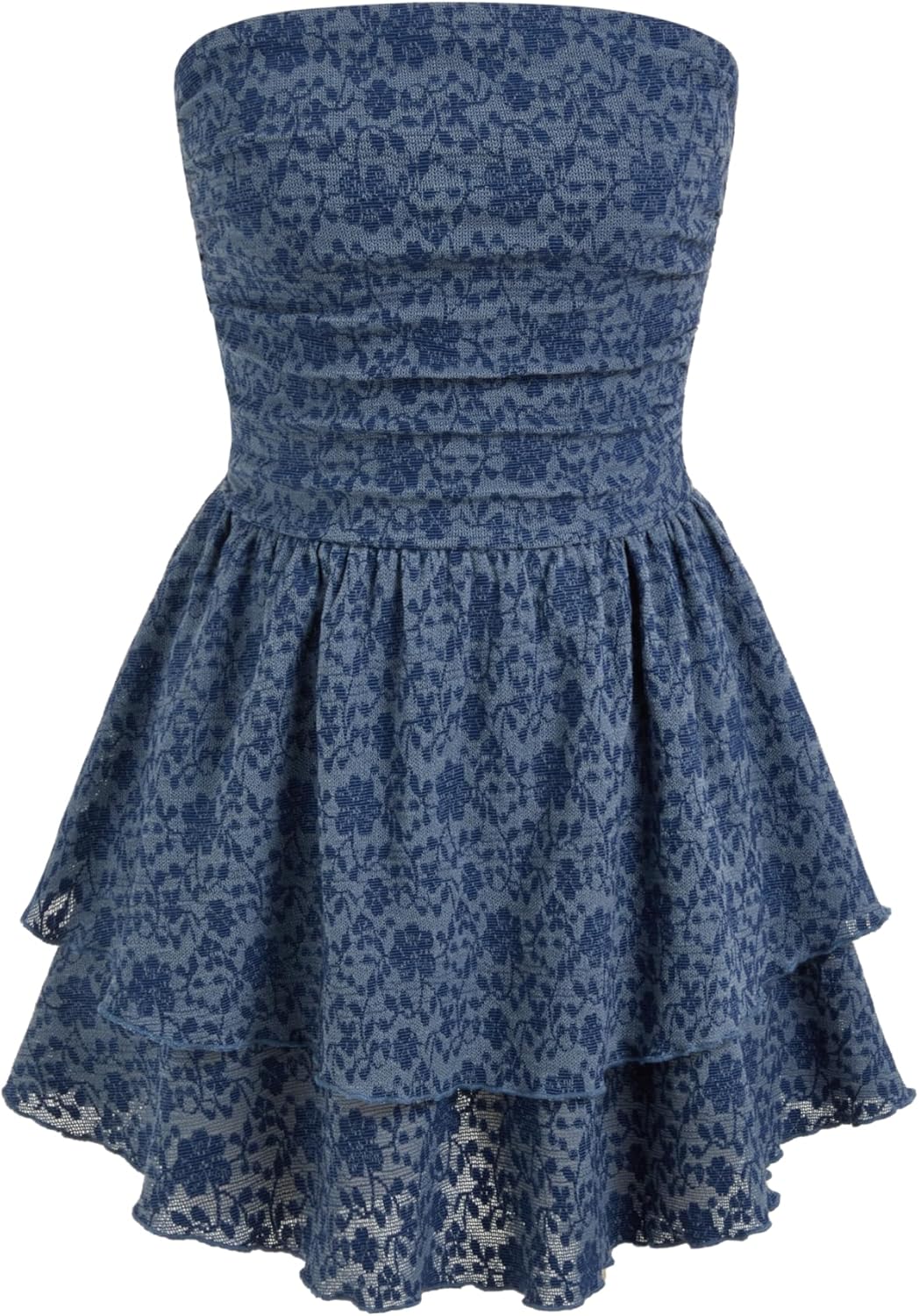 CIDER Women's Summer Cocktail Dress - Tube Ruched Ruffle Mini Dress