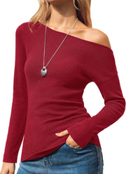 Arach&Cloz Women's Wool Blend Off The Shoulder Ruched Slim Fit Fall Sweaters 2025