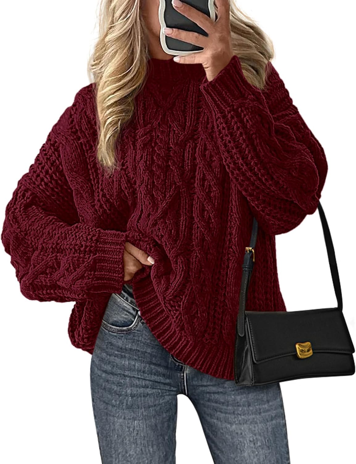 PRETTYGARDEN Women's Oversized Fall Sweaters 2025 Casual Long Sleeve Crewneck Chunky Cable Knit Pullover Tops Winter Clothes