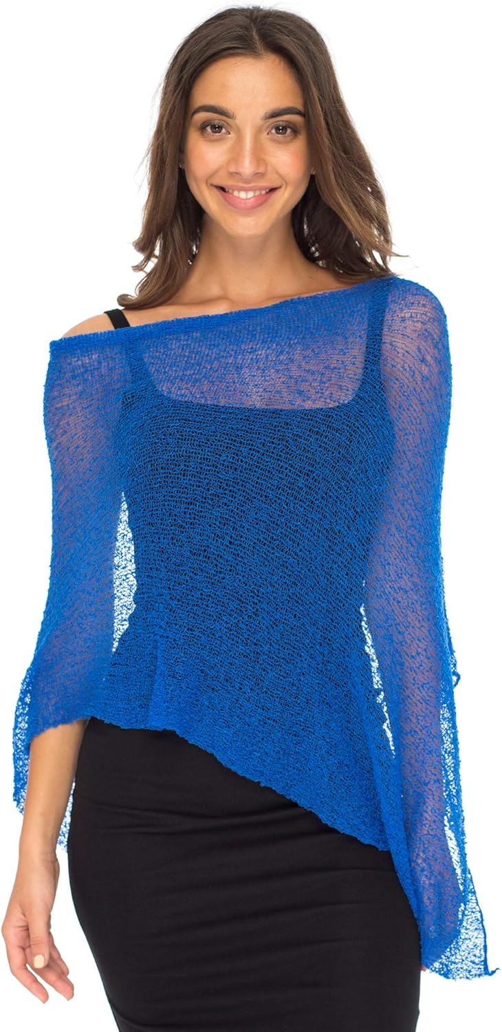 Back From Bali Womens Sheer Poncho Shrug Bolero, Lightweight Summer Shrug Pullover Sweater