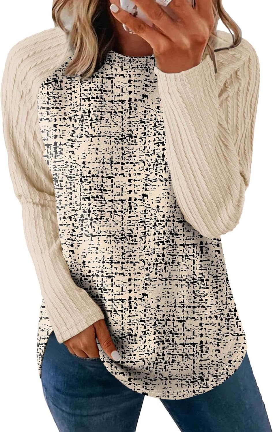 SAMPEEL Sweatshirt for Women Long Sleeve Shirts Crewneck Sweaters Fall Fashion Outfits 2025 Trendy Tunic Tops Plus Size