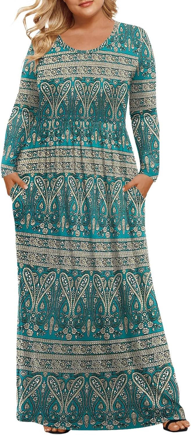 LONGYUAN Women's Plus Size Maxi Dresses for Curvy Women Casual Long Dress XL-6XL