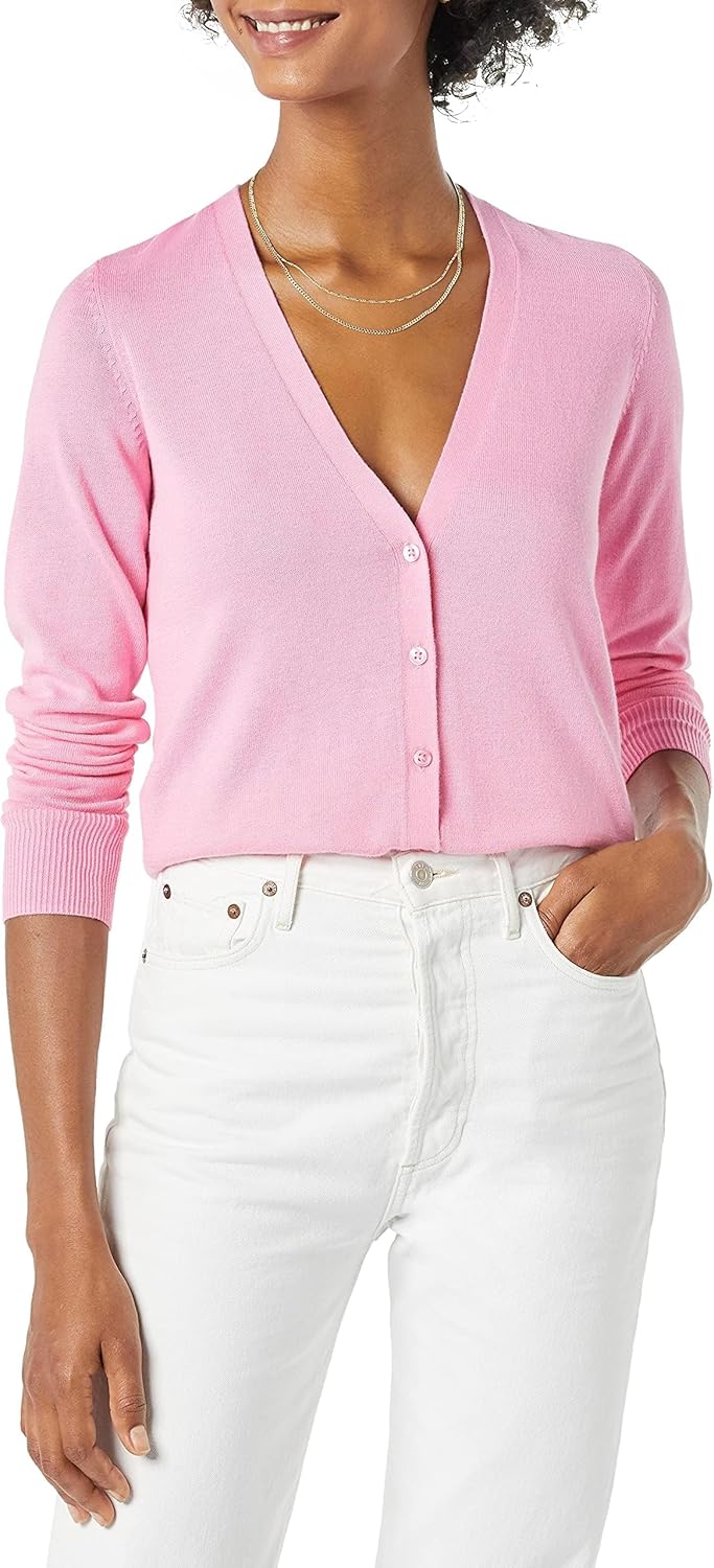 Amazon Essentials Women's Lightweight V-Neck Cardigan Sweater (Available in Plus Size)