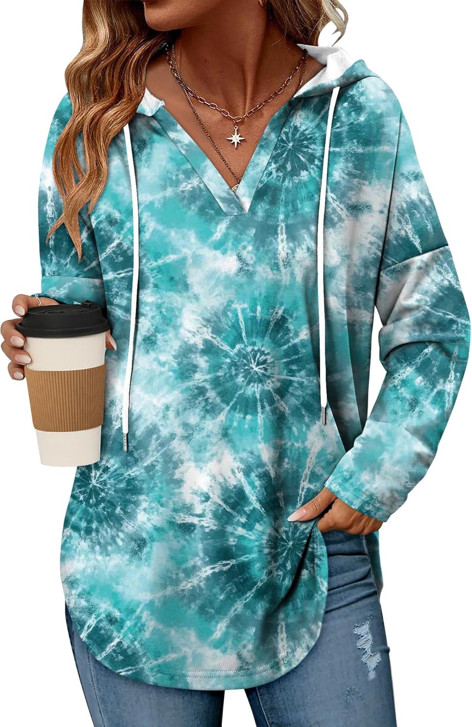 Angerella Womens Fashion Hoodies Pullover Oversized Sweatshirt Long SLeeve Drawstring Hooded Fall Shirts Loose Fit