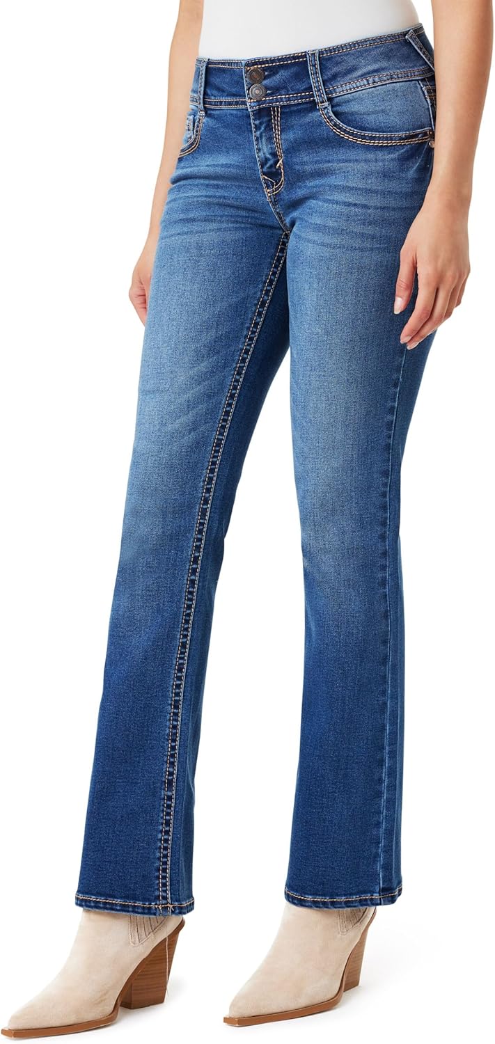 WallFlower Luscious Curvy Bootcut Jeans for Women, Mid-Rise Insta Stretch Denim, Size-Inclusive Juniors Jeans, Sizes 0 to 24