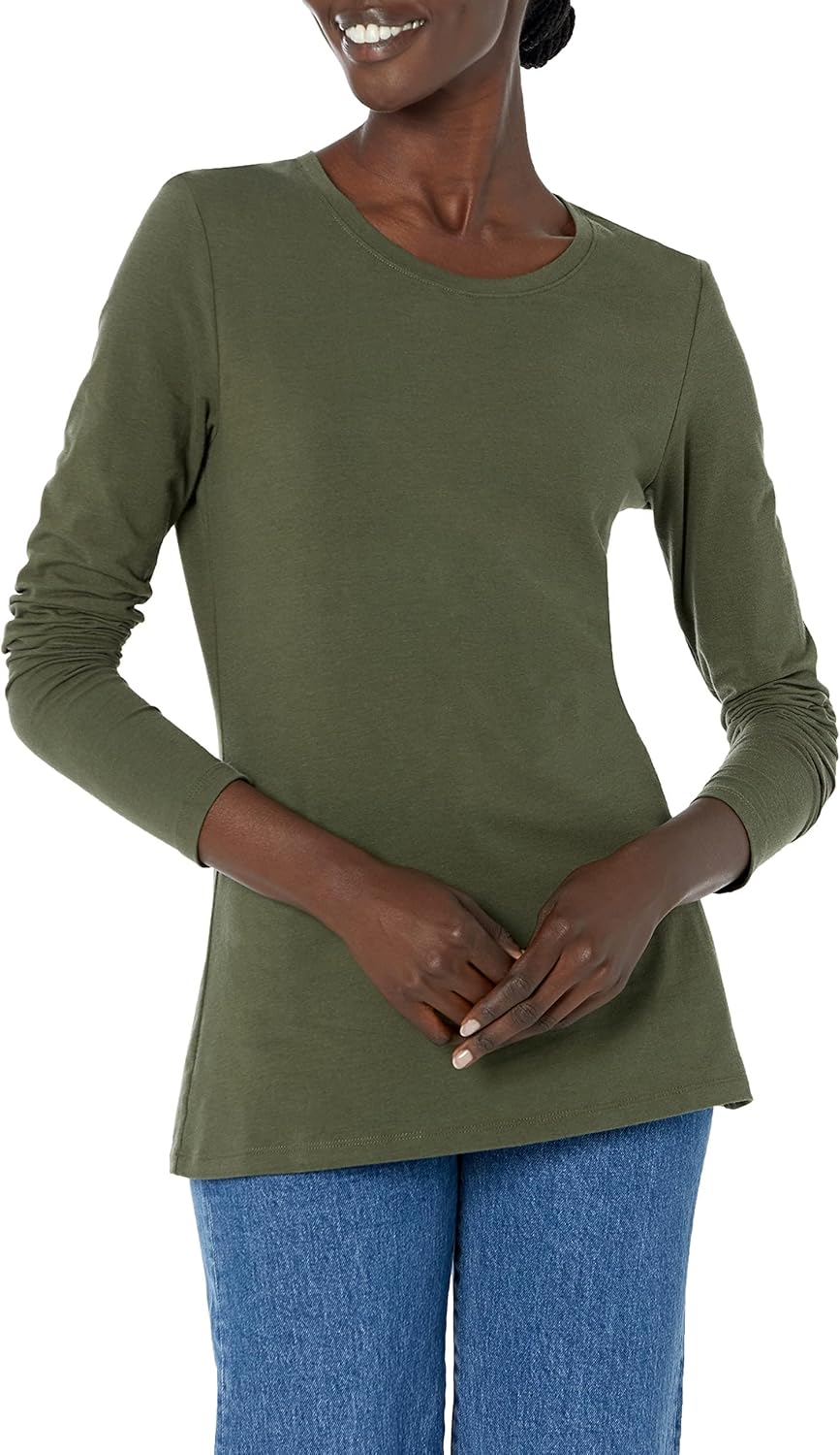 Amazon Essentials Womens Regular-Fit Long-Sleeve Crewneck T-Shirt (Available in Plus Size)