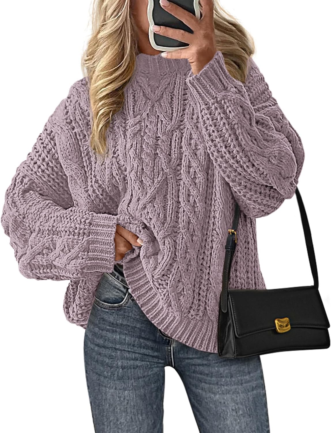 PRETTYGARDEN Women's Oversized Fall Sweaters 2025 Casual Long Sleeve Crewneck Chunky Cable Knit Pullover Tops Winter Clothes
