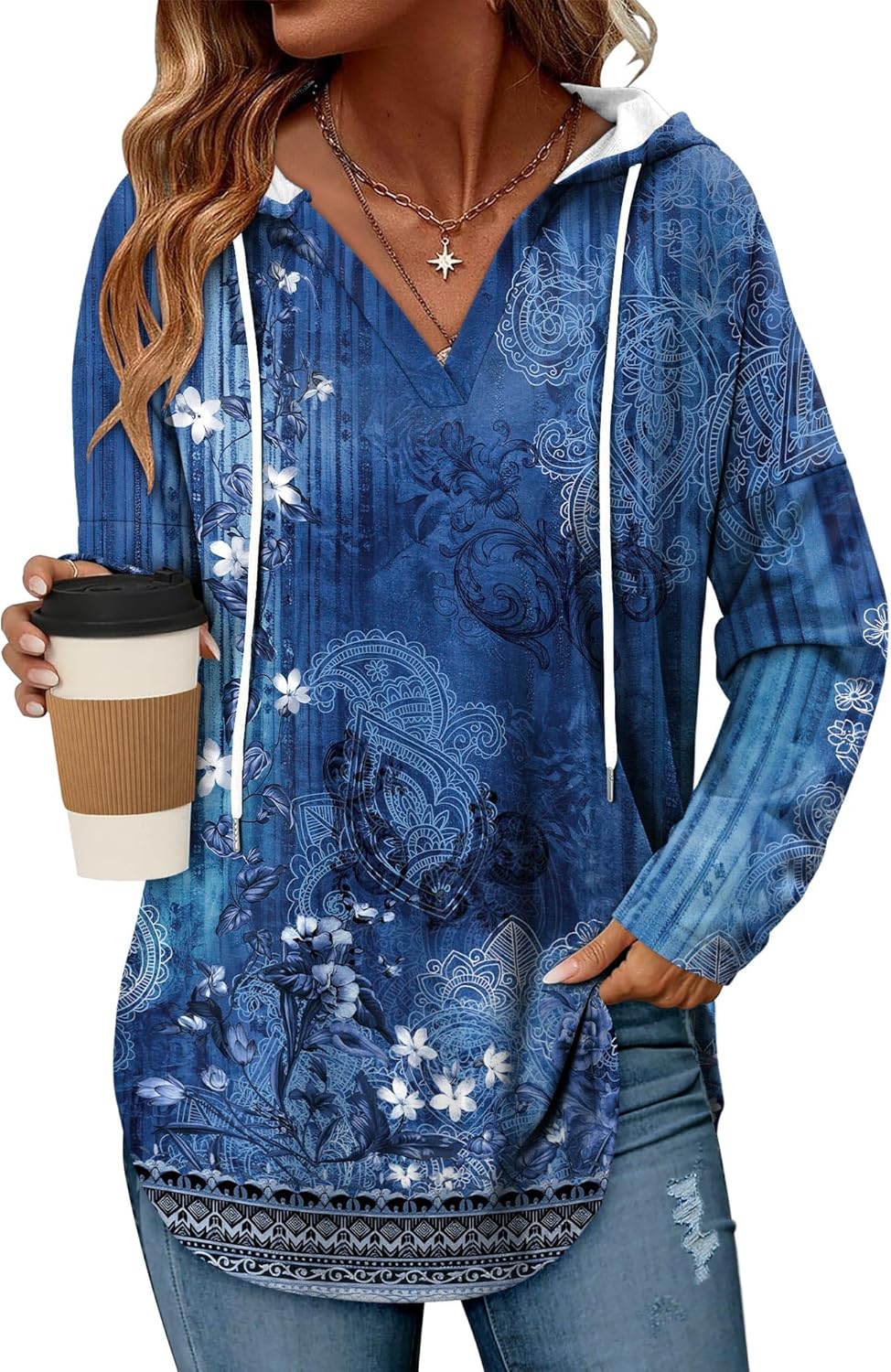 Angerella Womens Fashion Hoodies Pullover Oversized Sweatshirt Long SLeeve Drawstring Hooded Fall Shirts Loose Fit