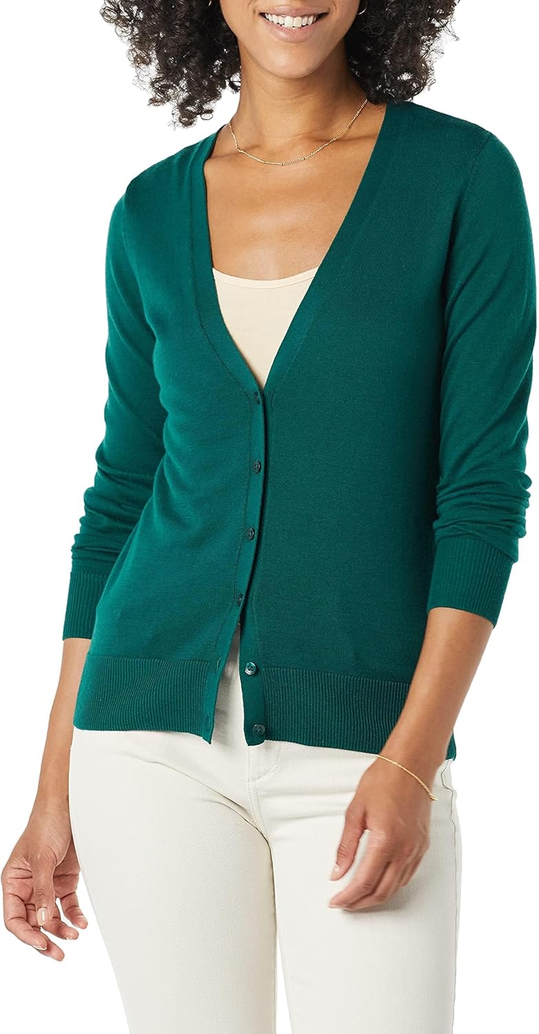 Amazon Essentials Women's Lightweight V-Neck Cardigan Sweater (Available in Plus Size)