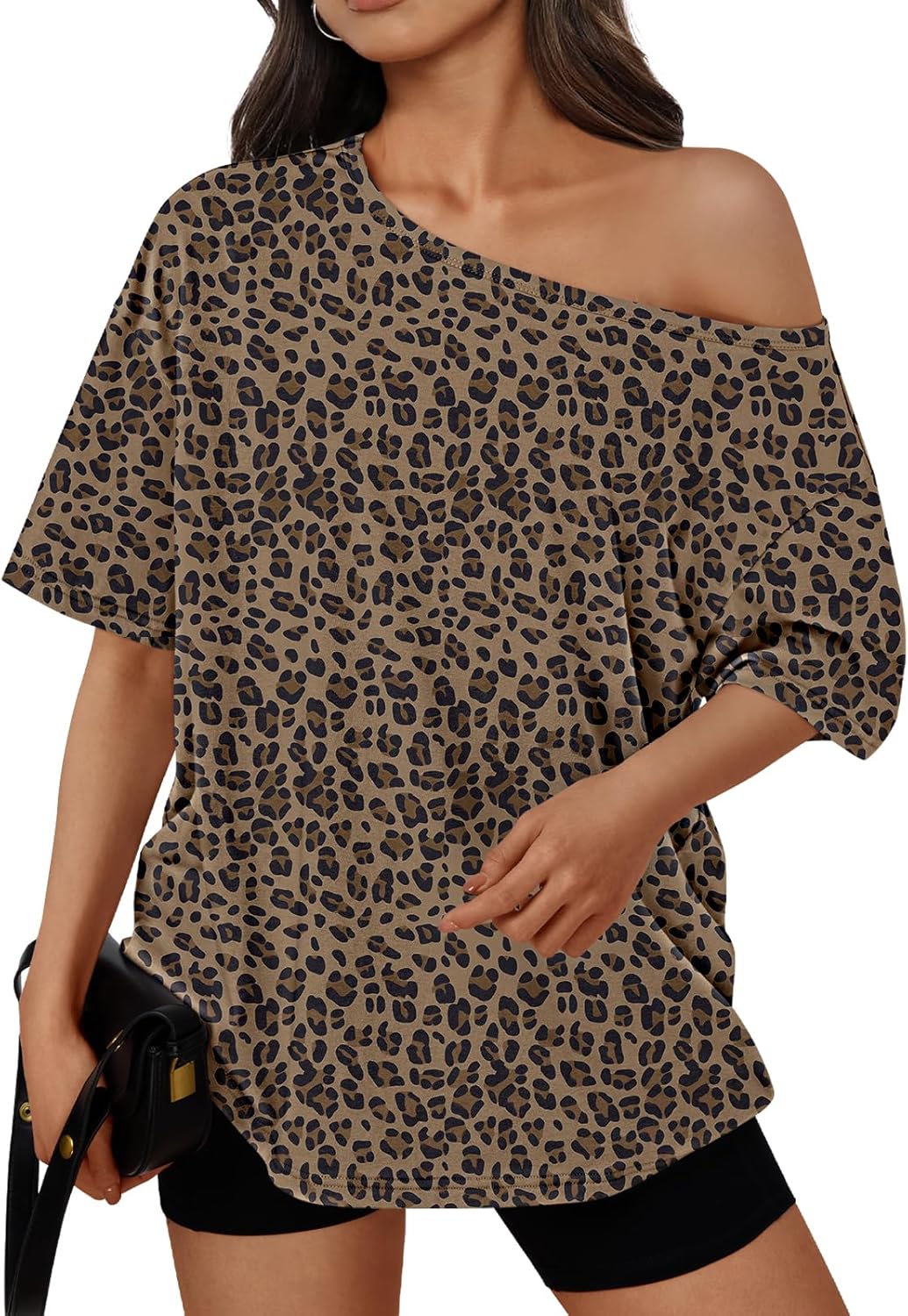 Trendy Queen Womens Off The Shoulder Tops Oversized T-Shirts Short Sleeve Tees Summer 2025 Casual Spring Fashion Clothes