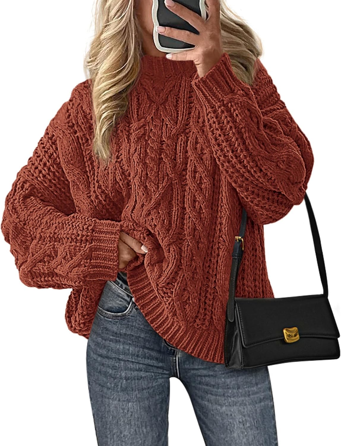 PRETTYGARDEN Women's Oversized Fall Sweaters 2025 Casual Long Sleeve Crewneck Chunky Cable Knit Pullover Tops Winter Clothes