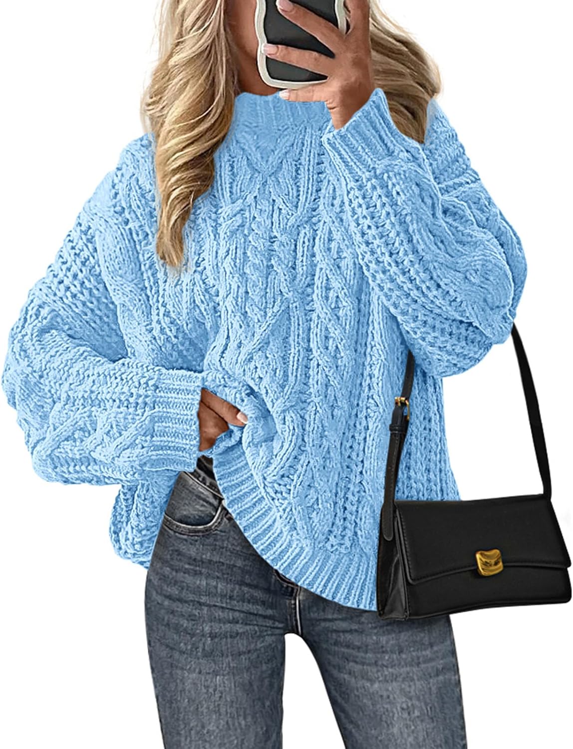 PRETTYGARDEN Women's Oversized Fall Sweaters 2025 Casual Long Sleeve Crewneck Chunky Cable Knit Pullover Tops Winter Clothes