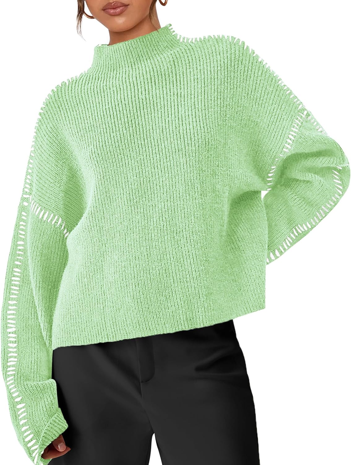 PRETTYGARDEN Women's Chunky Knit Sweaters 2025 Fall Long Sleeve Mock Neck Oversized Pullover Tops Winter Fashion Clothes