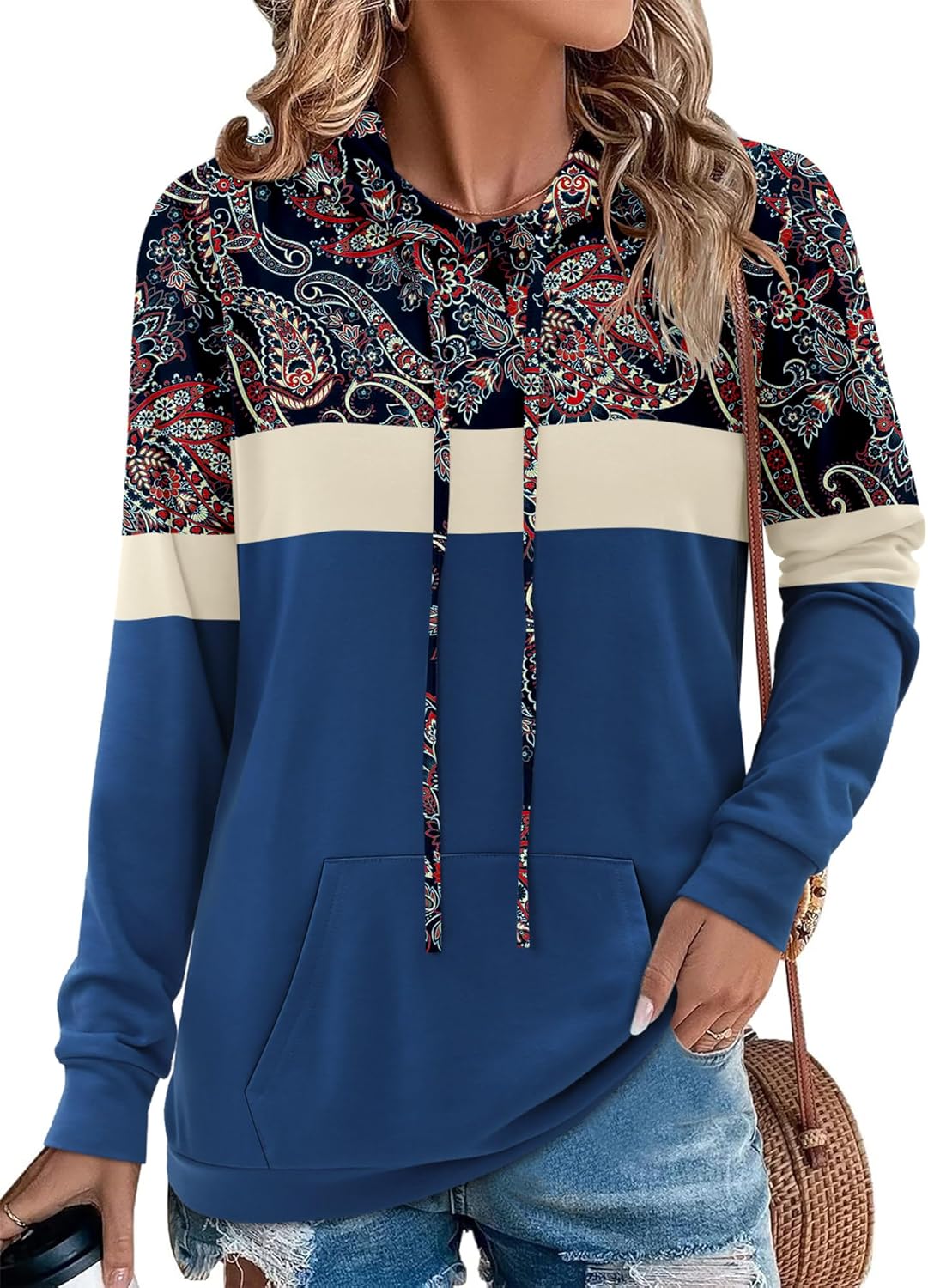 Angerella Hoodies for Women Camo Leopard Print Tops Pullover Hooded Sweatshirt Drawstring with Pocket