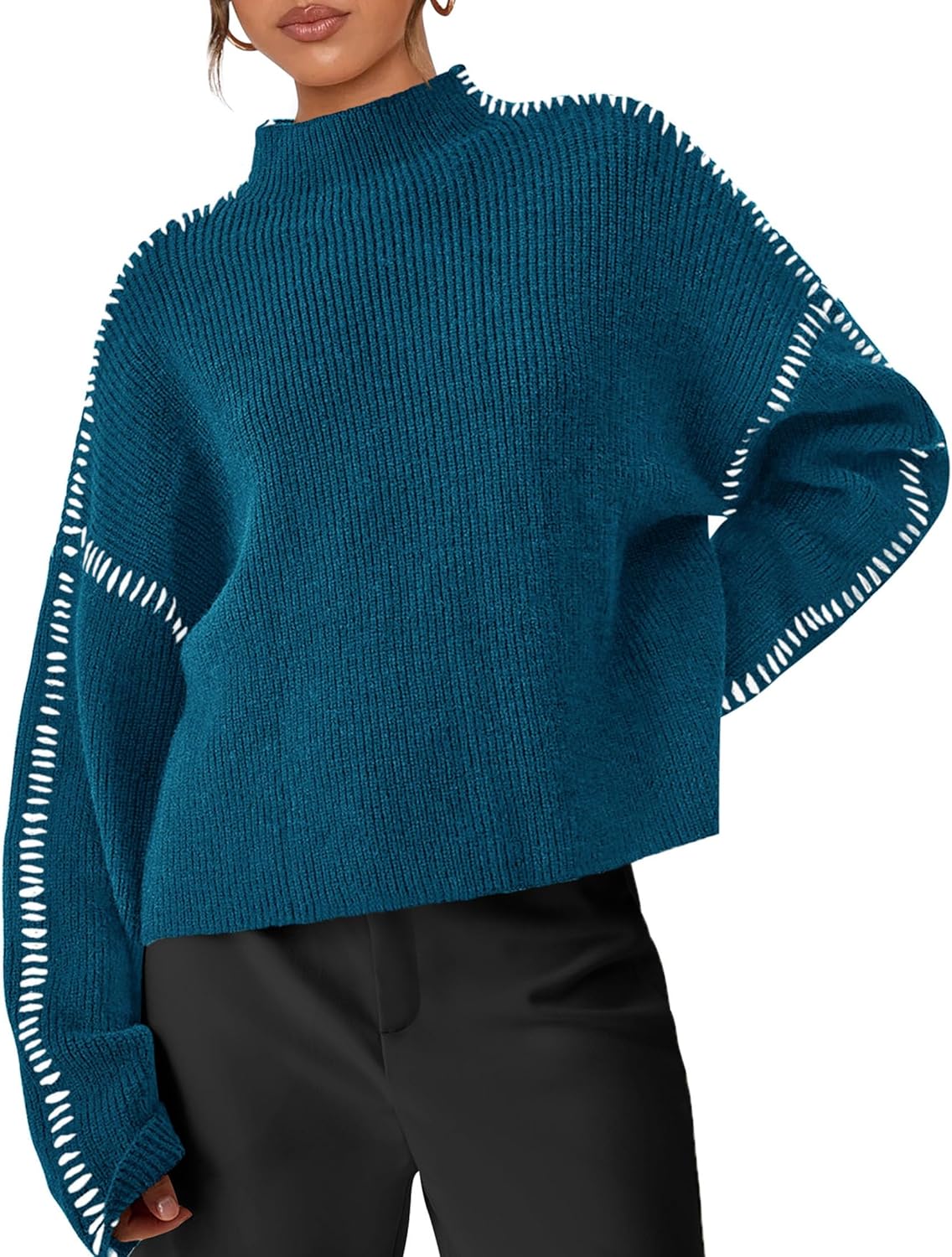 PRETTYGARDEN Women's Chunky Knit Sweaters 2025 Fall Long Sleeve Mock Neck Oversized Pullover Tops Winter Fashion Clothes