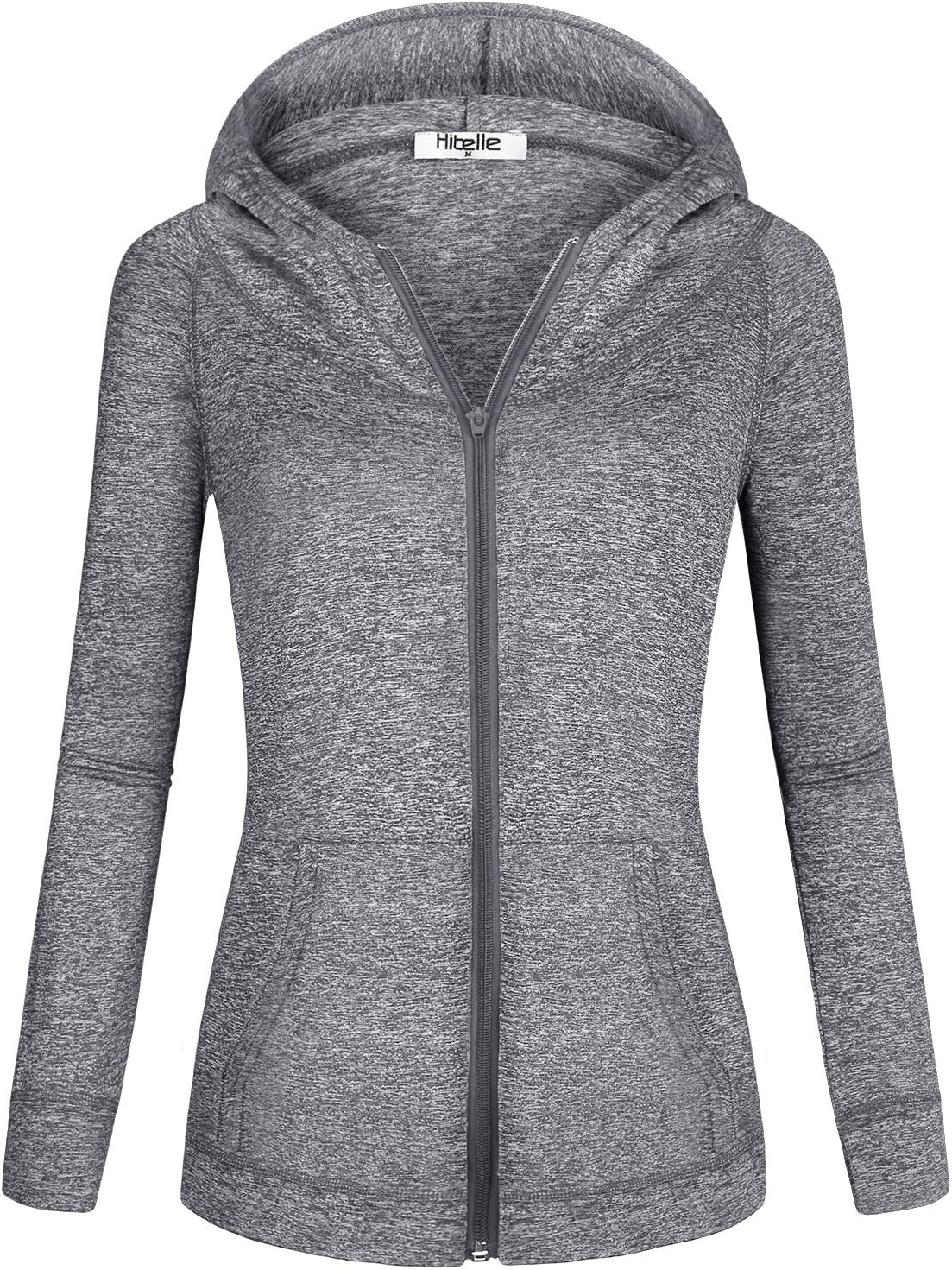 Hibelle Women's Full-Zip Fleece Lined Hoodie Sports Sweatshirts with Handy Pockets & Inside Pocket