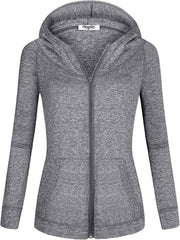 Hibelle Women's Full-Zip Fleece Lined Hoodie Sports Sweatshirts with Handy Pockets & Inside Pocket