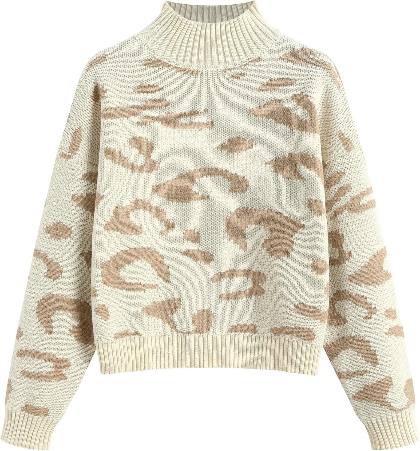 ZAFUL Women's Cropped Turtleneck Sweater Lantern Sleeve Ribbed Knit Pullover Sweater Jumper