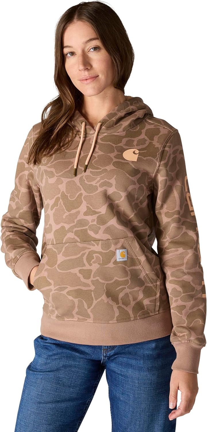 Carhartt Women's Relaxed Fit Midweight Logo Sleeve Graphic Printed Sweatshirt