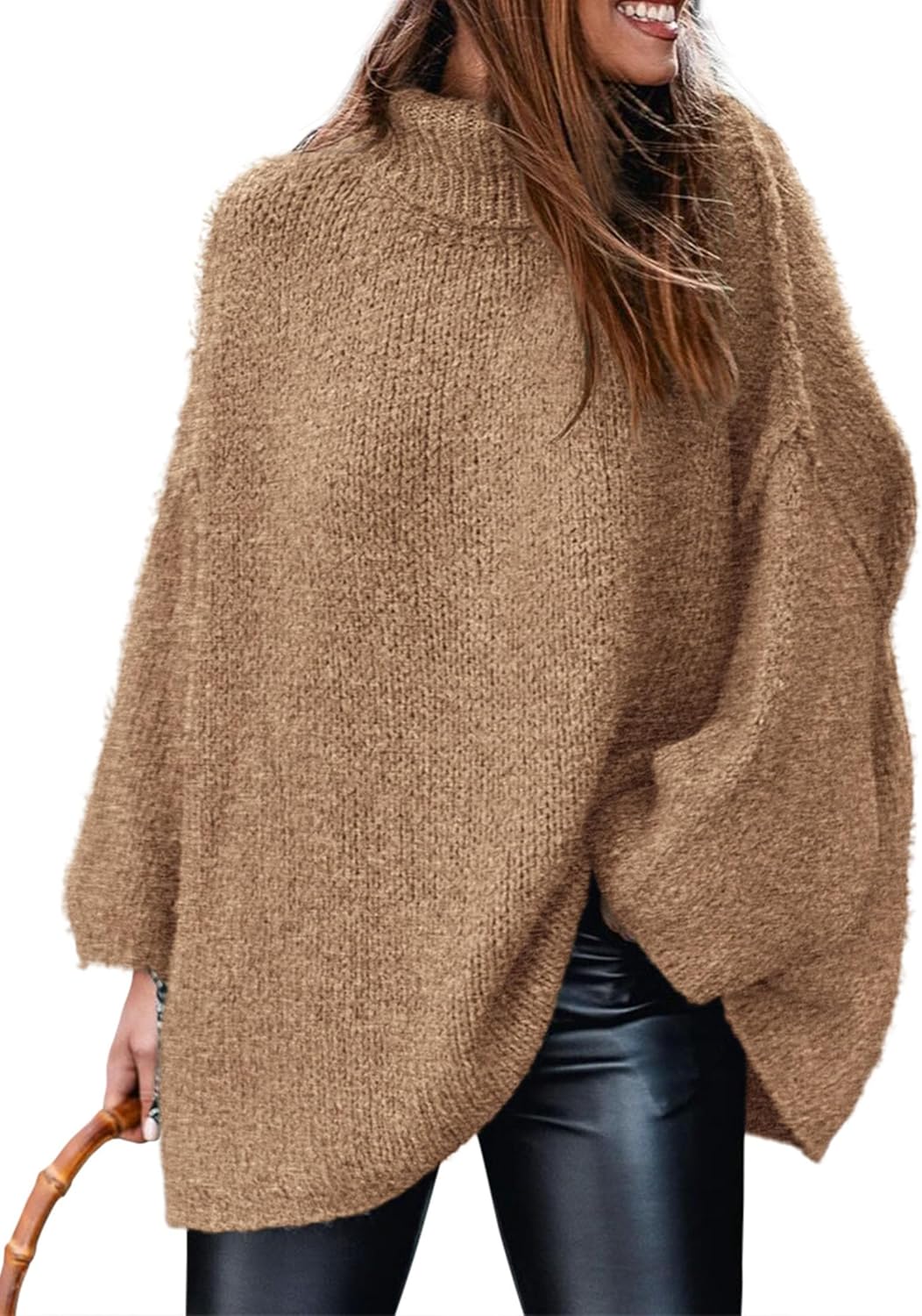 PRETTYGARDEN Women's 2025 Fall Turtleneck Oversized Sweaters Long Sleeve Chunky Knit Pullover Tops Winter Fashion Clothes