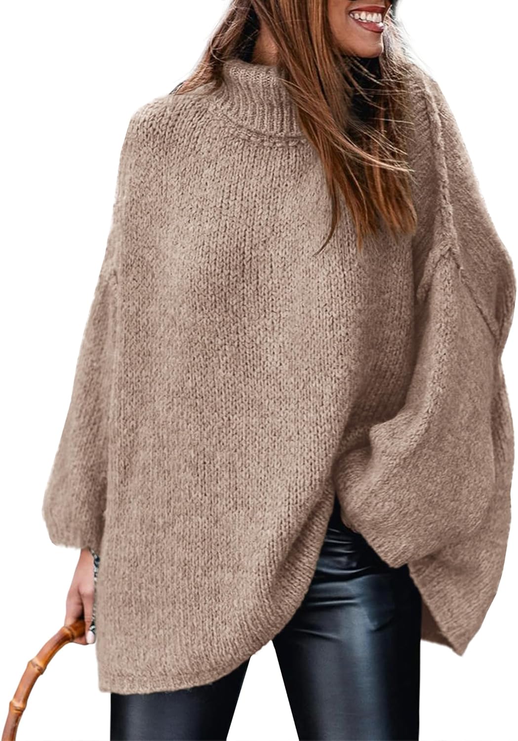 PRETTYGARDEN Women's 2025 Fall Turtleneck Oversized Sweaters Long Sleeve Chunky Knit Pullover Tops Winter Fashion Clothes