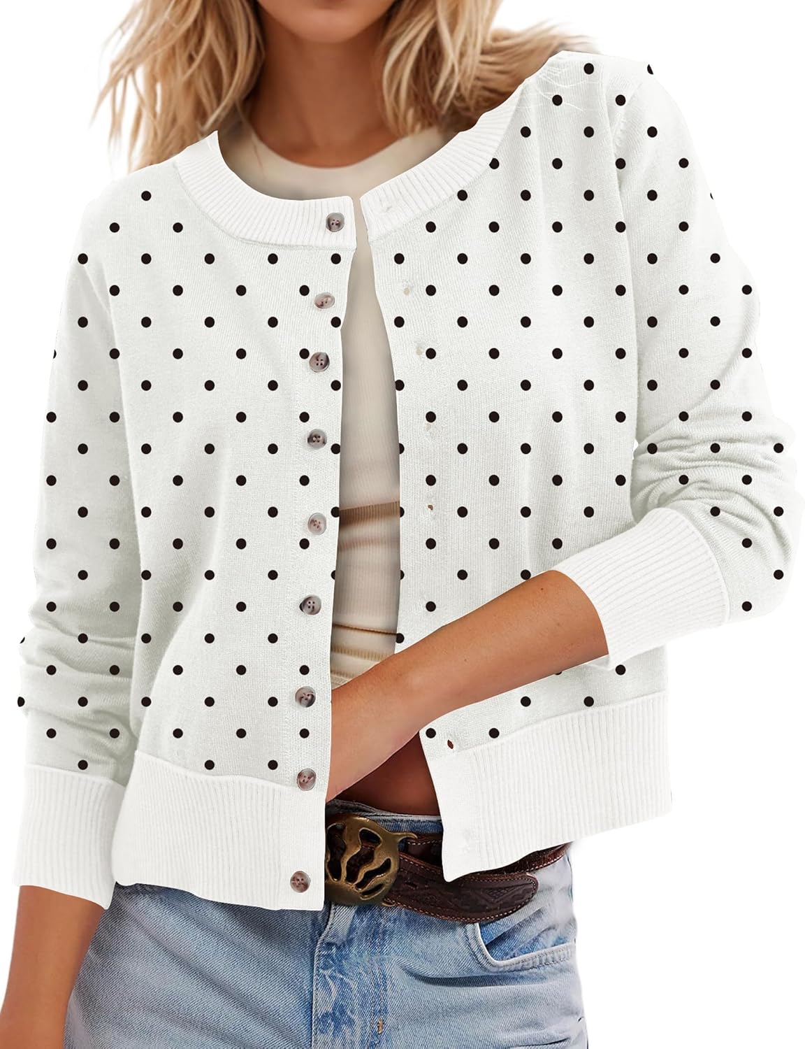 Leopard Cardigan Open Front Button Up Sweaters for Women Long Sleeve Shrug Cheetah Print Top Cropped Cardigan Jackets