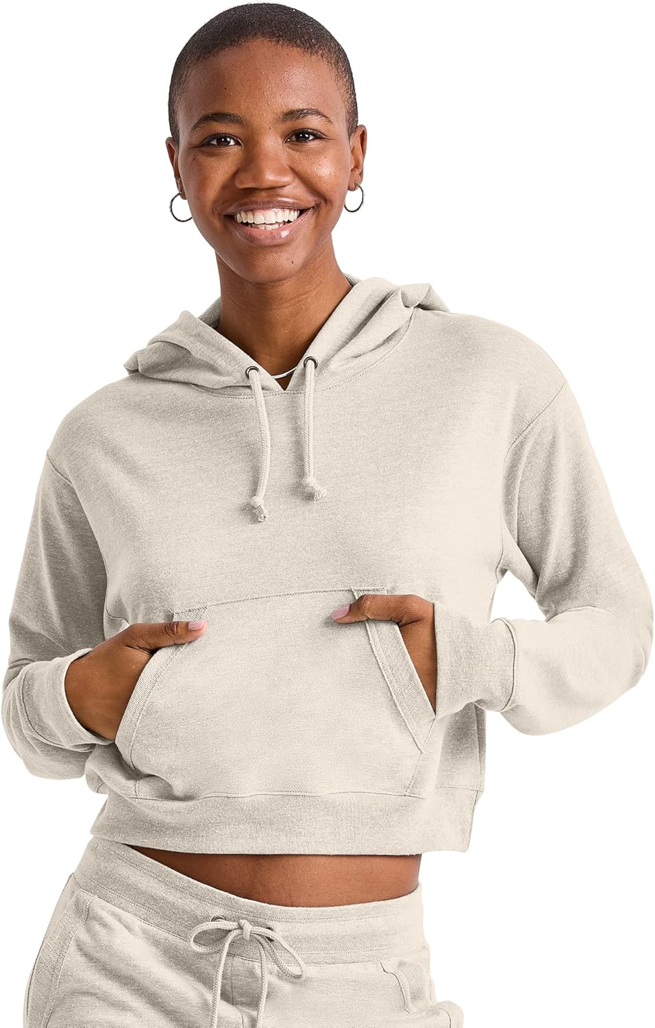 Hanes Women's Originals French Terry Cropped Hoodie, Pullover Hooded Sweatshirt
