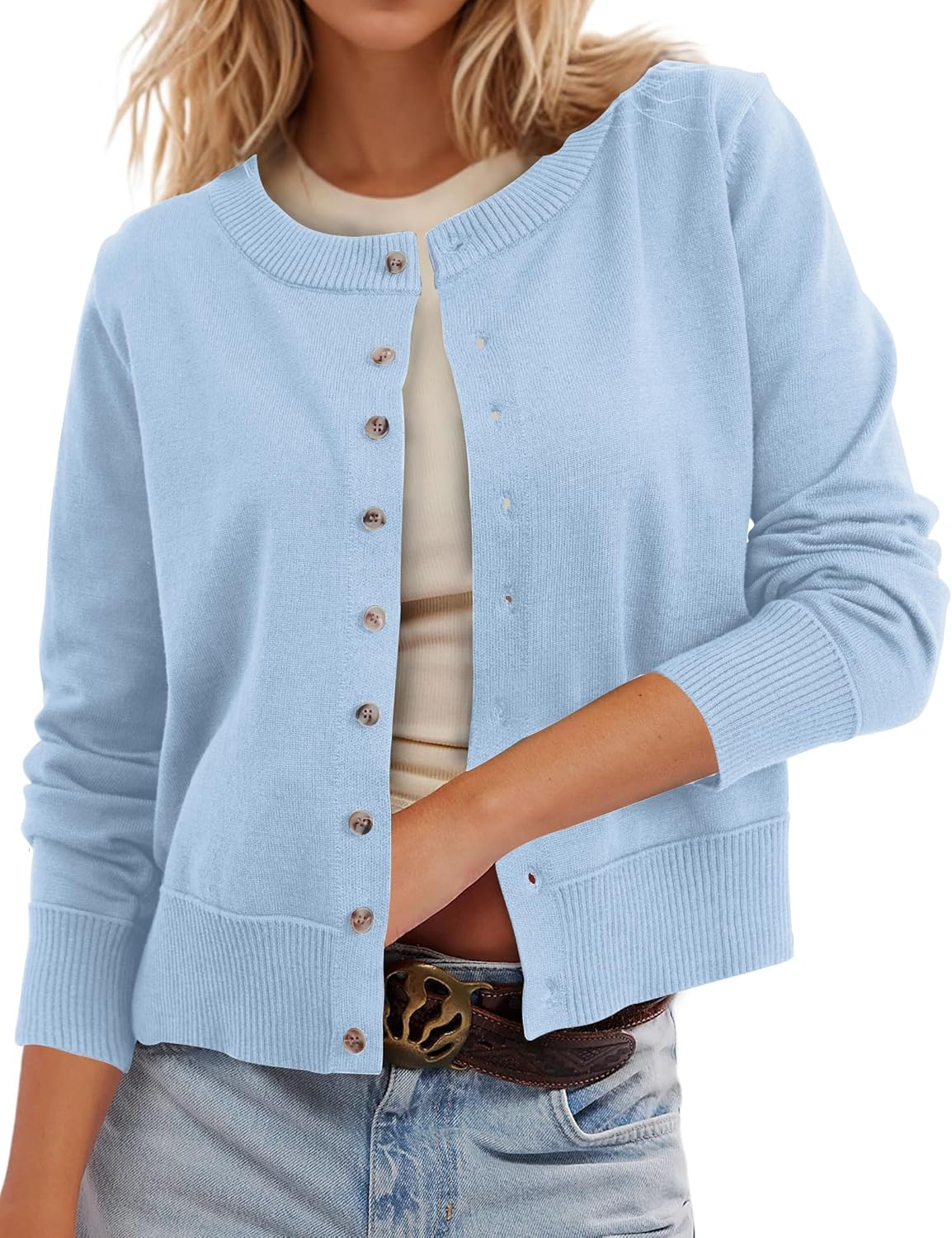 Leopard Cardigan Open Front Button Up Sweaters for Women Long Sleeve Shrug Cheetah Print Top Cropped Cardigan Jackets