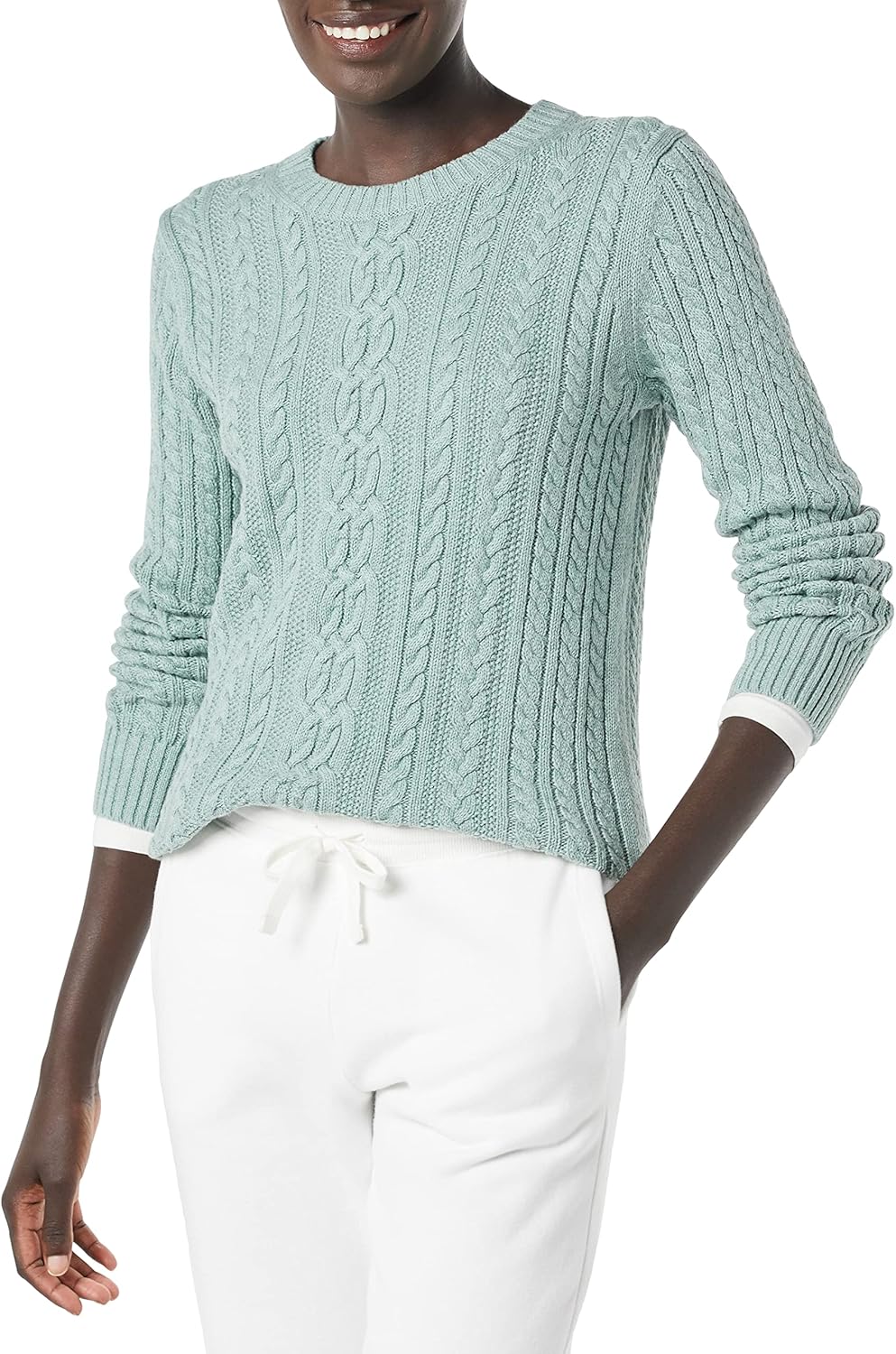 Amazon Essentials womens Soft Fisherman Cable Long-Sleeve Crewneck Sweater (Available in Plus Size)