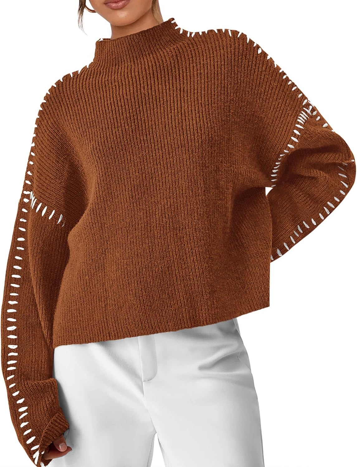 PRETTYGARDEN Women's Chunky Knit Sweaters 2025 Fall Long Sleeve Mock Neck Oversized Pullover Tops Winter Fashion Clothes