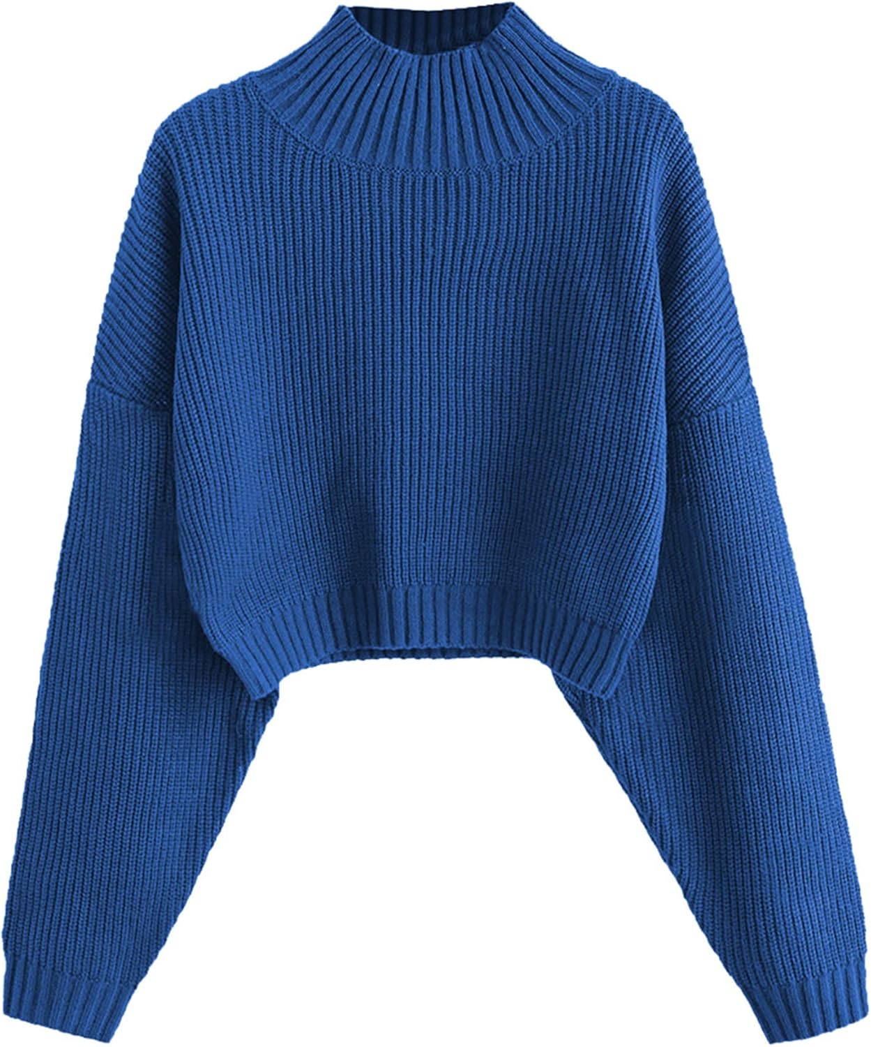 ZAFUL Women's Cropped Turtleneck Sweater Lantern Sleeve Ribbed Knit Pullover Sweater Jumper