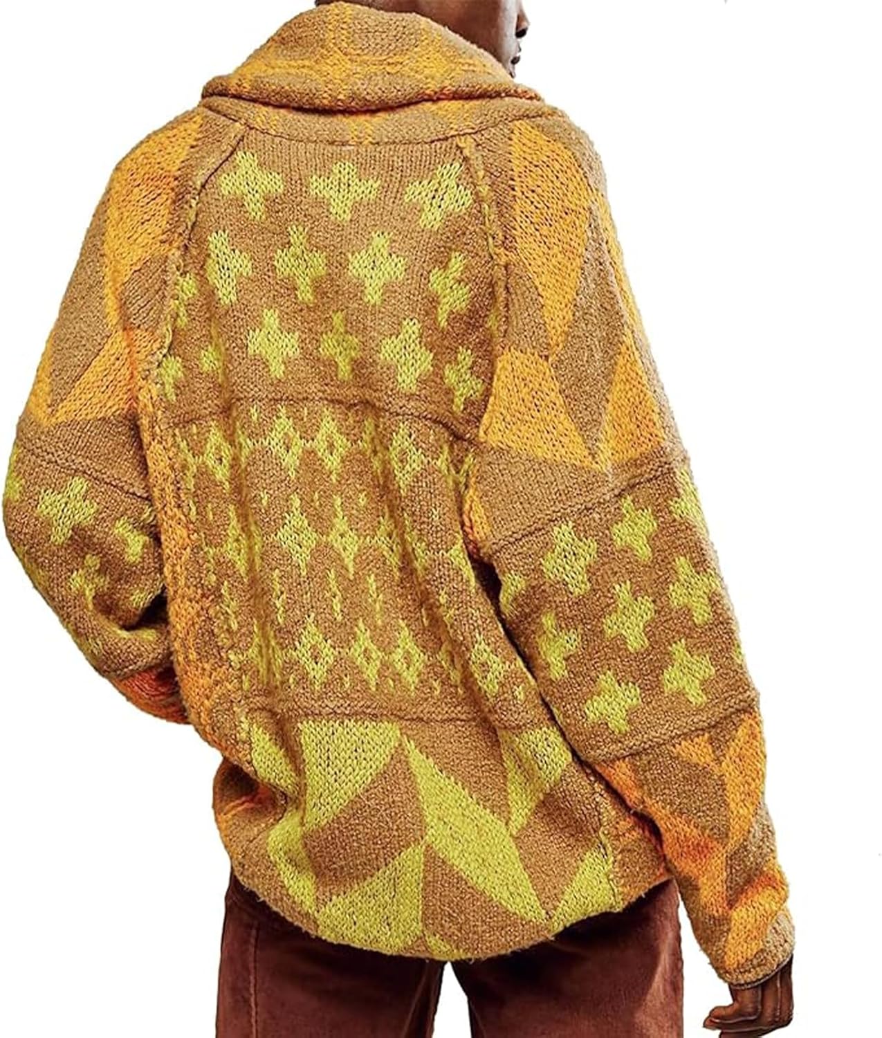 Women Cardigan Sweater Shawl Collar Button Down Oversized Sweaters Boho Fall Coat