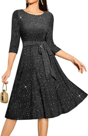 DRESSTELLS Cocktail Dresses for Women, Vintage Wedding Guest 3/4 Sleeves Formal Church Holiday Dress
