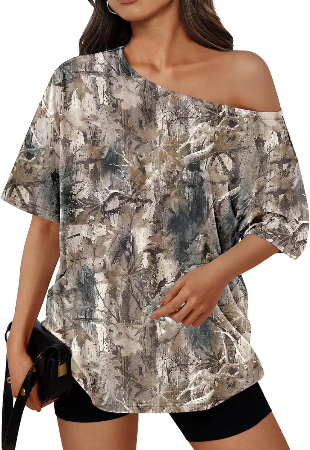 Trendy Queen Womens Off The Shoulder Tops Oversized T-Shirts Short Sleeve Tees Summer 2025 Casual Spring Fashion Clothes