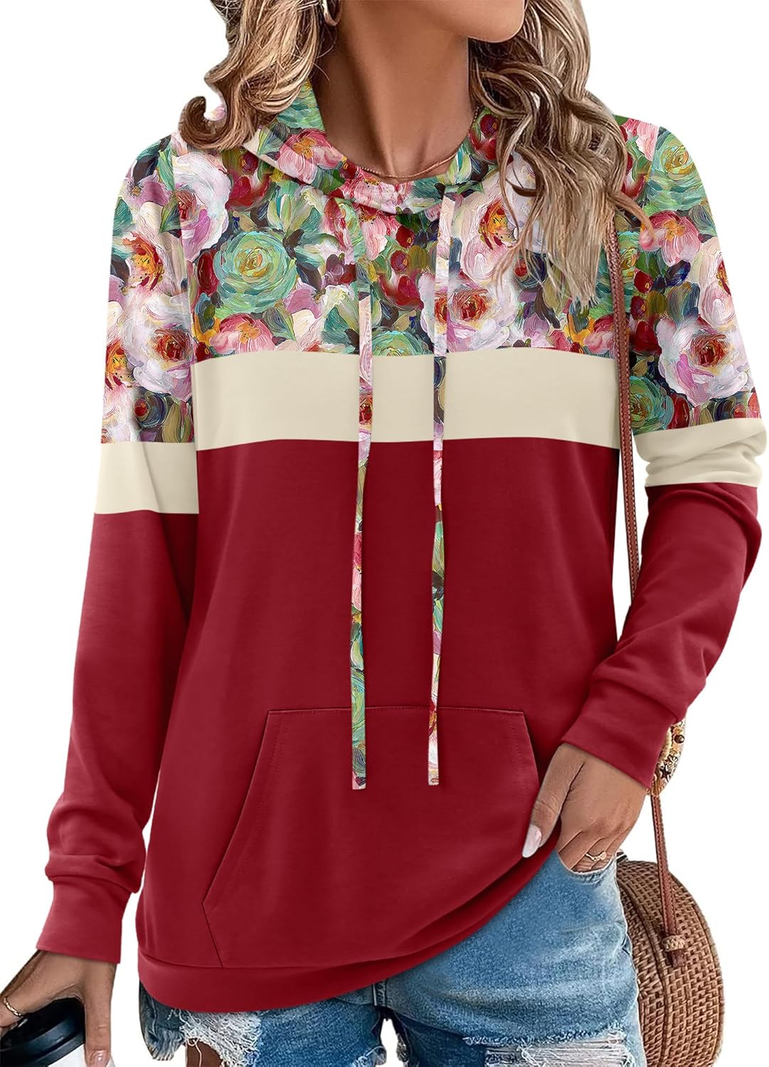 Angerella Hoodies for Women Camo Leopard Print Tops Pullover Hooded Sweatshirt Drawstring with Pocket