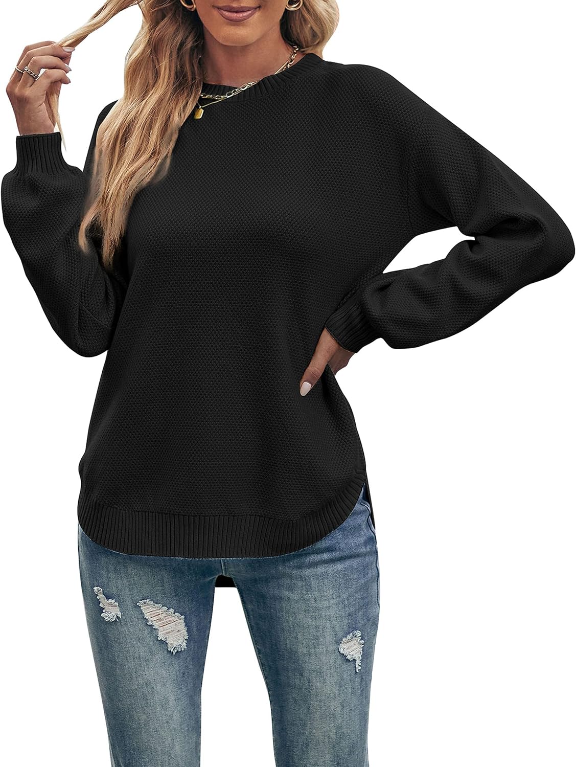 MEROKEETY Women's Fall Winter Sweaters Casual Loose Cozy Sweater Tops Pullover Jumper 2025 Fashion Outfits
