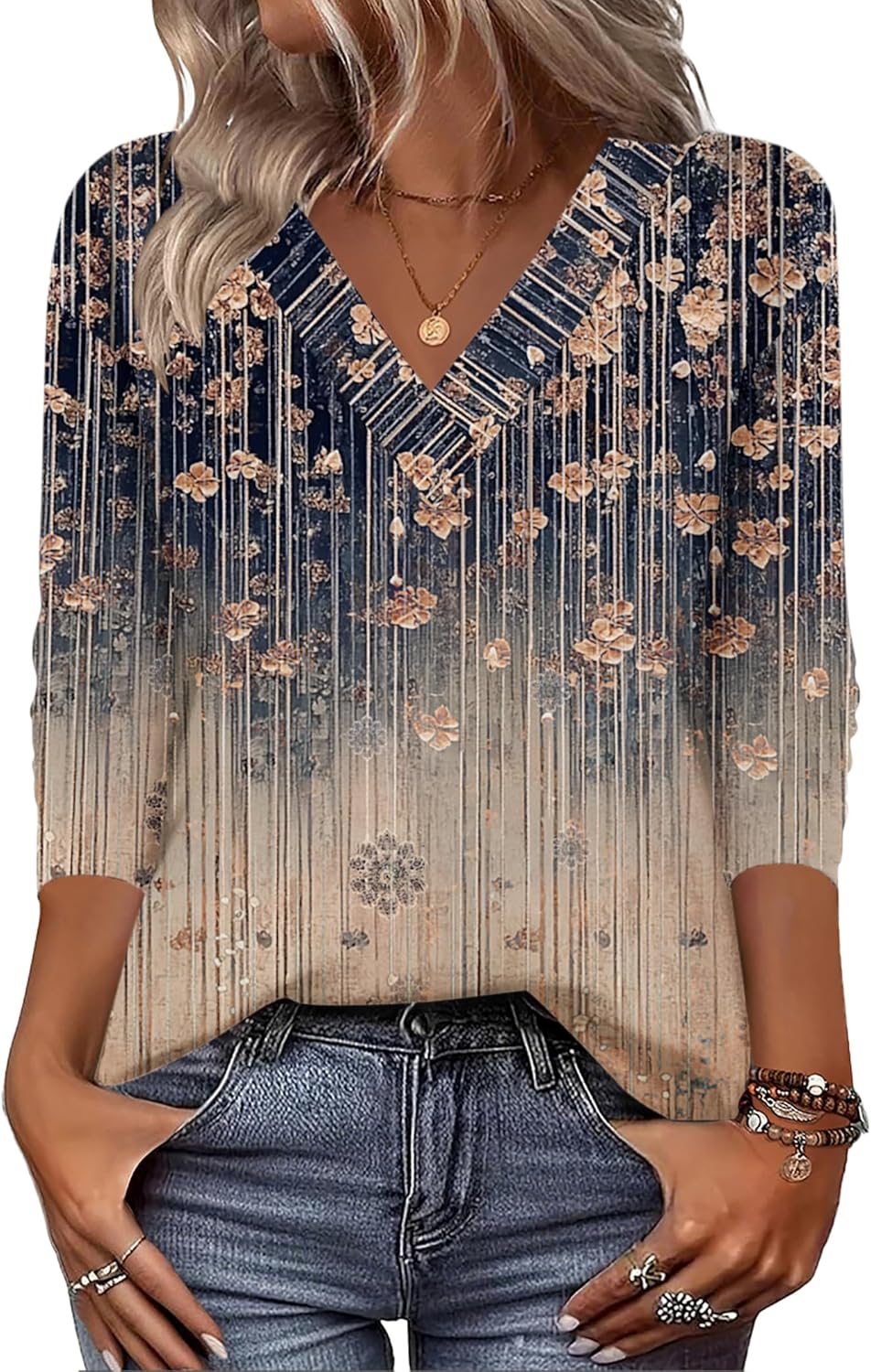 Zeagoo Women Long Sleeve Tops Dressy Casual V Neck Tshirts Basics Tee 2025 Fall Trendy Clothes S-2XL