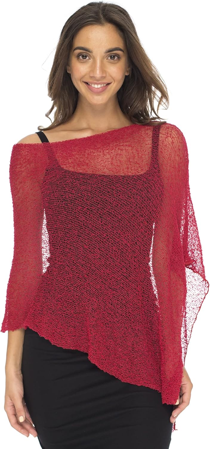 Back From Bali Womens Sheer Poncho Shrug Bolero, Lightweight Summer Shrug Pullover Sweater