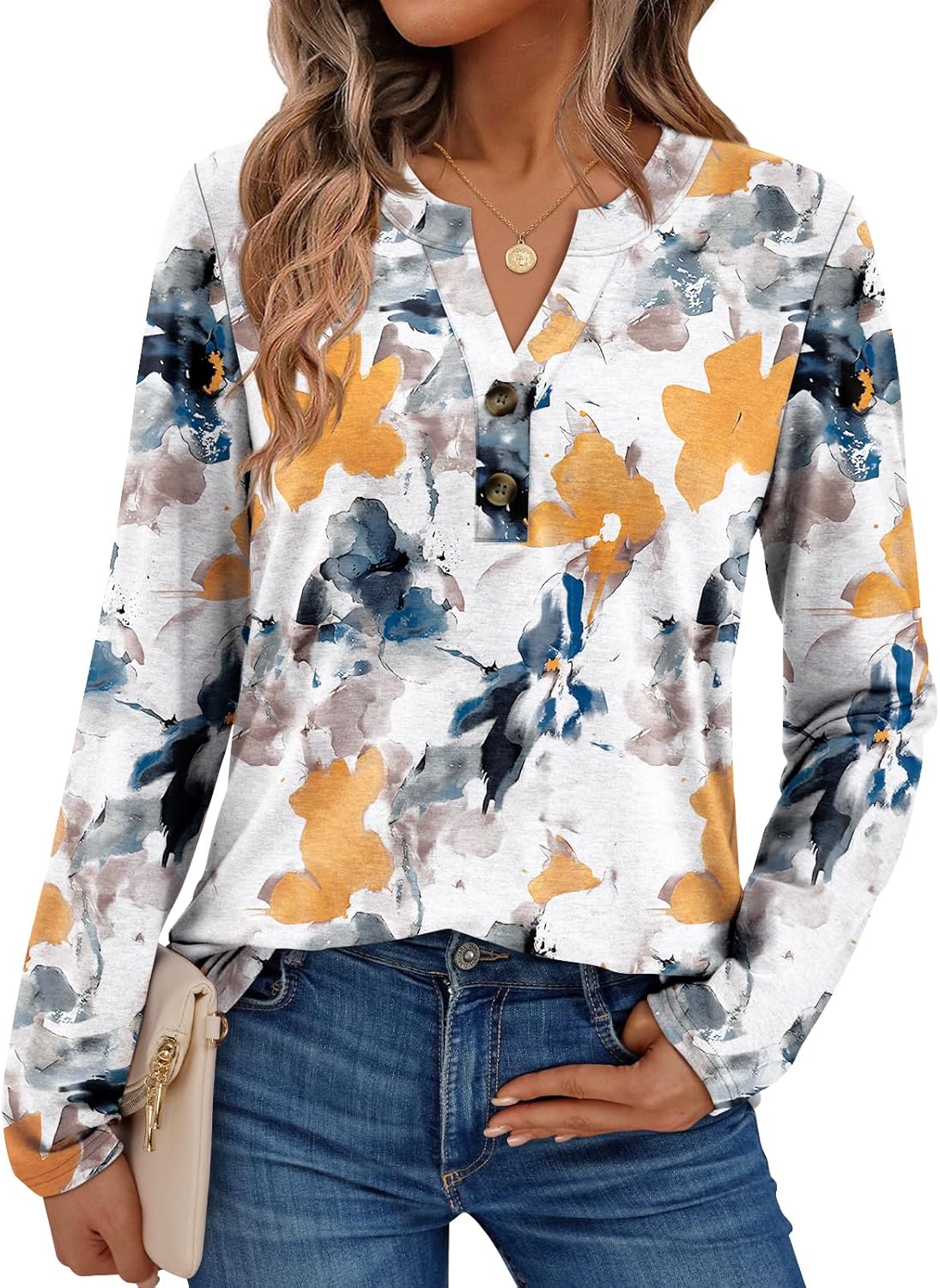 AUTOMET Women's Long Sleeve Shirts 2025 Fall Fashion Dressy Casual Tops Trendy Henley Blouses Cute Work Outfits Clothes