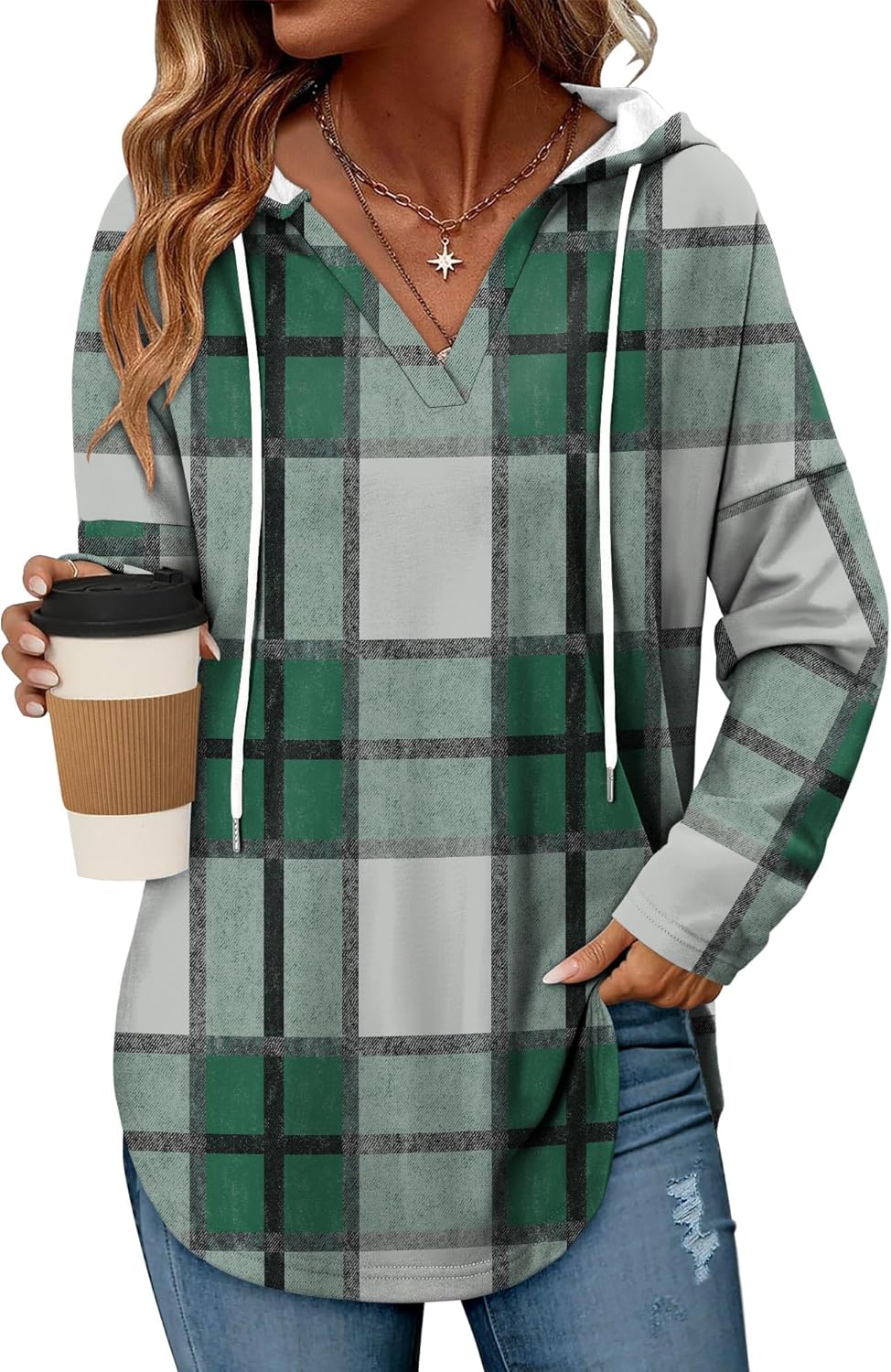 Angerella Womens Fashion Hoodies Pullover Oversized Sweatshirt Long SLeeve Drawstring Hooded Fall Shirts Loose Fit