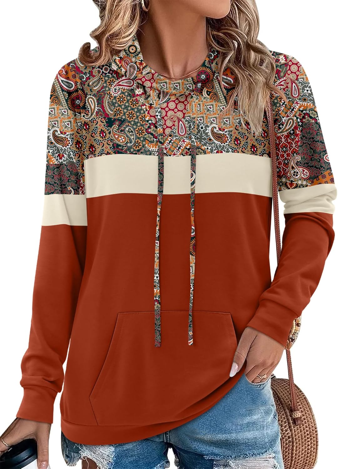 Angerella Hoodies for Women Camo Leopard Print Tops Pullover Hooded Sweatshirt Drawstring with Pocket