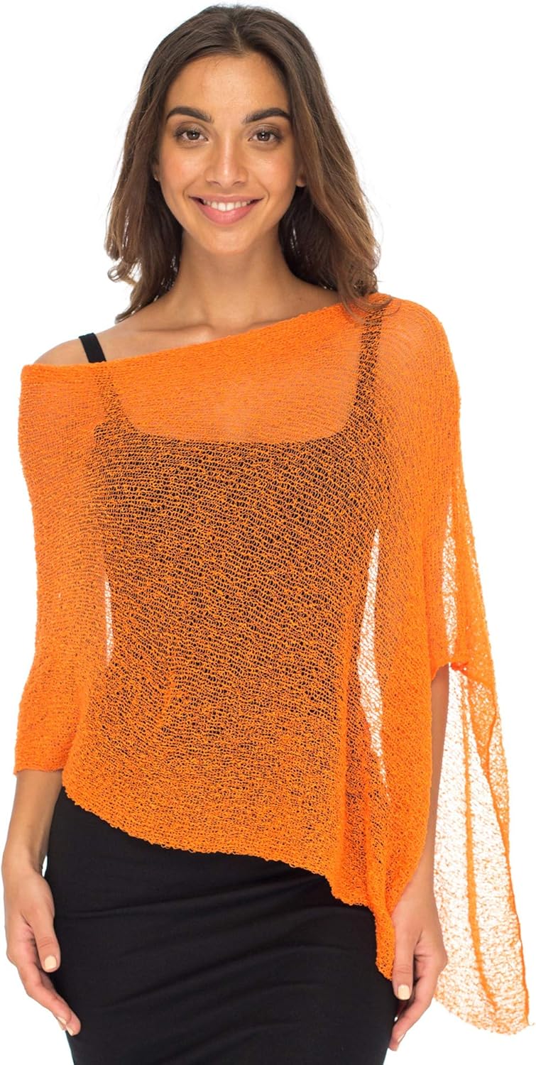Back From Bali Womens Sheer Poncho Shrug Bolero, Lightweight Summer Shrug Pullover Sweater