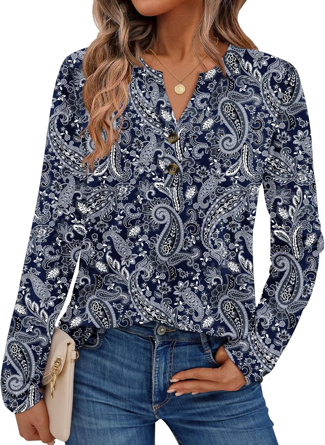 AUTOMET Women's Long Sleeve Shirts 2025 Fall Fashion Dressy Casual Tops Trendy Henley Blouses Cute Work Outfits Clothes