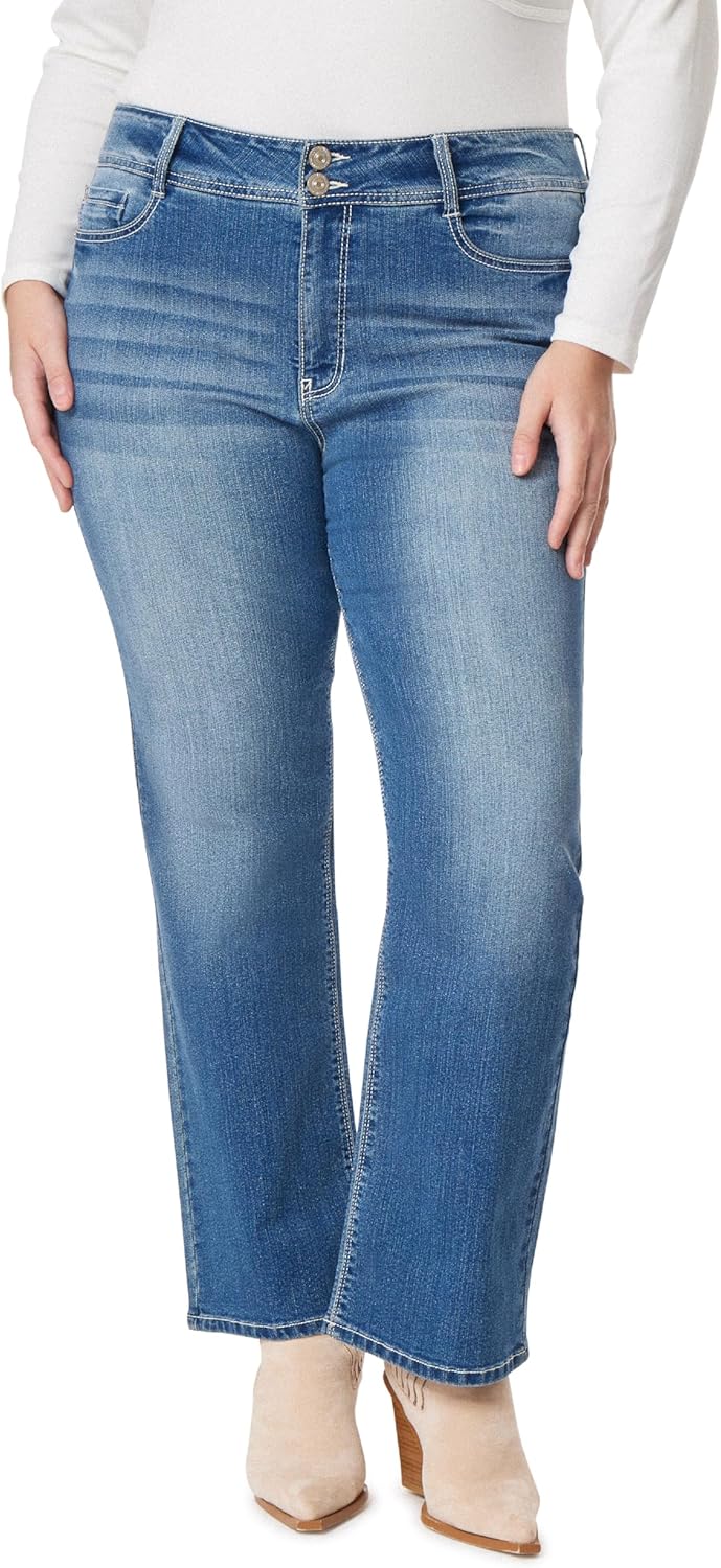 WallFlower Luscious Curvy Bootcut Jeans for Women, Mid-Rise Insta Stretch Denim, Size-Inclusive Juniors Jeans, Sizes 0 to 24