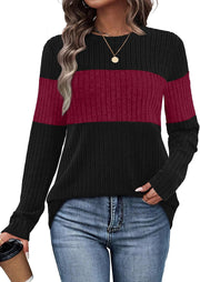 WIHOLL Womens Sweaters Trendy Color Block Tops Long Sleeve Shirts Fall Outfits Early Fall Fashion 2025 Winter Clothing