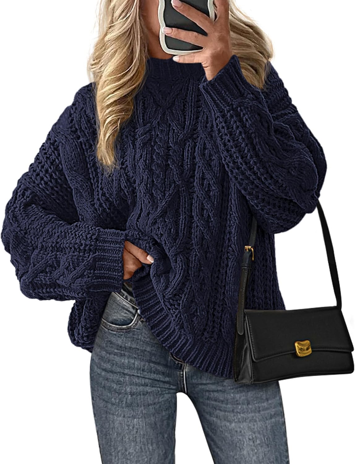 PRETTYGARDEN Women's Oversized Fall Sweaters 2025 Casual Long Sleeve Crewneck Chunky Cable Knit Pullover Tops Winter Clothes