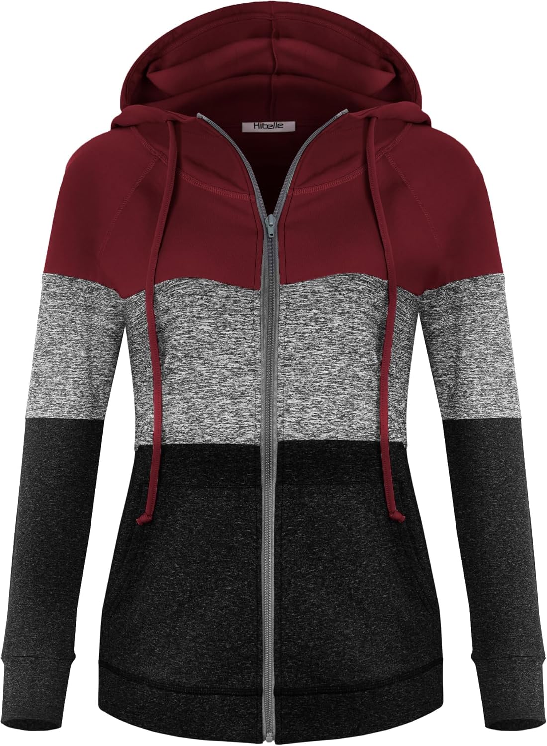 Hibelle Women's Full-Zip Fleece Lined Hoodie Sports Sweatshirts with Handy Pockets & Inside Pocket
